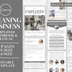 Editable Cleaning Business Employee Handbook Bundle, employee manual, employee handbook template, Professional Residential Cleaning