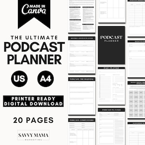 Podcast planner, podcast template, podcast checklist, content planner, podcast, podcast kit, podcast templates, downloadable planner