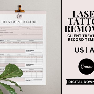 Tattoo Removal Client Record Template,Tattoo removal, esthetician forms, editable salon forms, consultation forms, tattoo removal forms