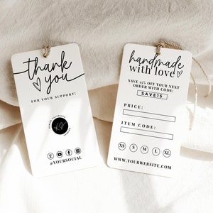 Hang tag template, tag template, hang tag design, hang tag custom, Printable Fashion Label Template, Editable Thank You Boutique Swing Tags
