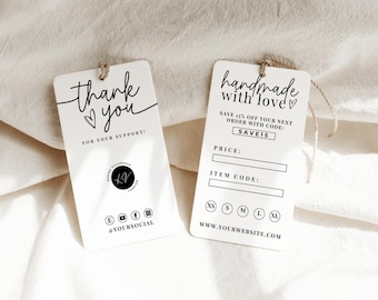 Modelo de etiqueta pendurada, modelo de etiqueta, design de etiqueta pendurada, etiqueta personalizada personalizada, modelo de etiqueta de moda imprimível, etiquetas editáveis de obrigado Boutique Swing