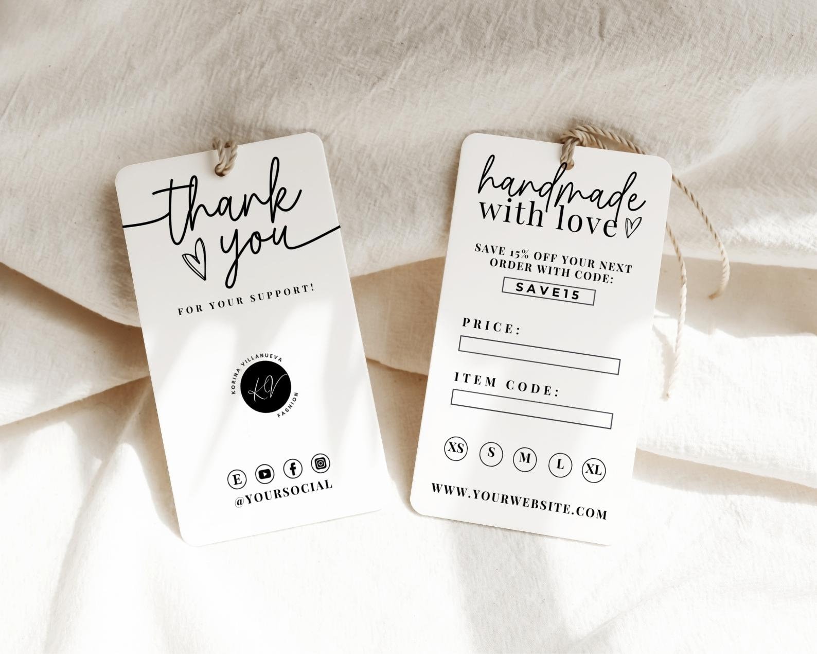 Customizable Jewelry Tag Template Minimalist Barbell Label 