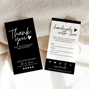 Hang tag template, tag template, hang tag design, hang tag custom, Printable Fashion Label Template, Editable Thank You Boutique Swing Tags