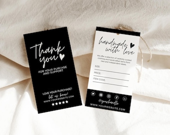 Modelo de etiqueta pendurada, modelo de etiqueta, design de etiqueta pendurada, etiqueta personalizada personalizada, modelo de etiqueta de moda imprimível, etiquetas editáveis de obrigado Boutique Swing