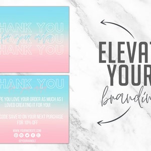 Neon Thank You Card, Thank You Card Template, Thank You Card Business ...