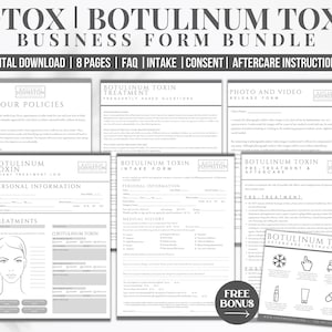 Botox Form Bundle, Nurse Injector Templat, Policy, Photo Video Release,Consultation Forms, Client Intake, Aftercare, Esthetician Template