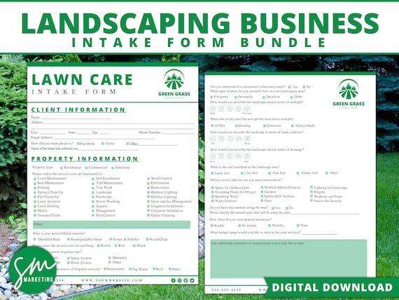Landscaping Form BUNDLE,  Landscaping contract, Landscaping template, landscaping, landscaping business, landscaping form