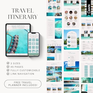 EDITABLE Travel Itinerary Template | Canva Mobile Itinerary | Travel Schedule | Traveling Guide | Travel Itinerary Template