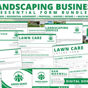 Landscaping Form BUNDLE, Landscaping Business Cards, Landscaping contract,