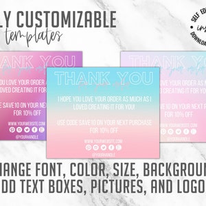 Neon Thank You Card, Thank You Card Template, Thank You Card Business ...
