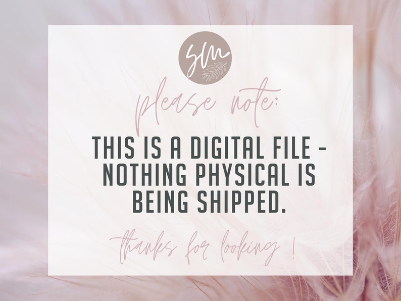 Puede incluir: Una tarjeta blanca con fondo rosa y el texto "Sm por favor, ten en cuenta: ESTE ES UN ARCHIVO DIGITAL - NO SE ENV&Iacute;A NING&Uacute;N ART&Iacute;CULO F&Iacute;SICO. &iexcl;Gracias por mirar!"