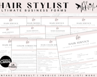 Professional Hair Stylist Client Forms BUNDLE, Color Correction forms, Editable Hair Consent Templates, Hair Stylist forms, hair forms