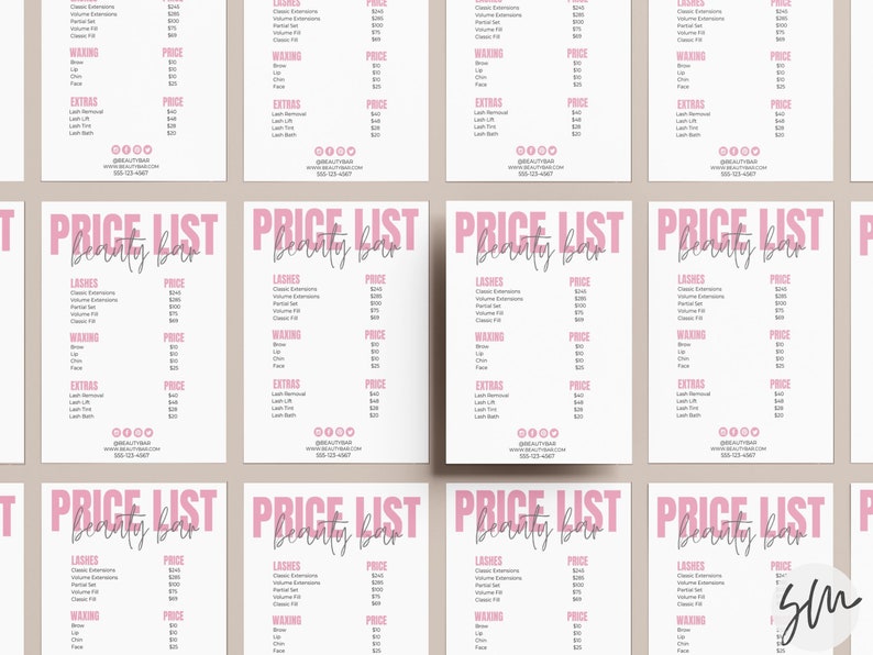 Price List Template, Price List, Salon Price List, Printable Price Sheet, Price Guide, Hair