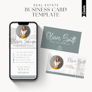 Business Card Template | Digital Business Card | Canva Business Card | Real Estate Marketing | Modern Business Card | Canva Template