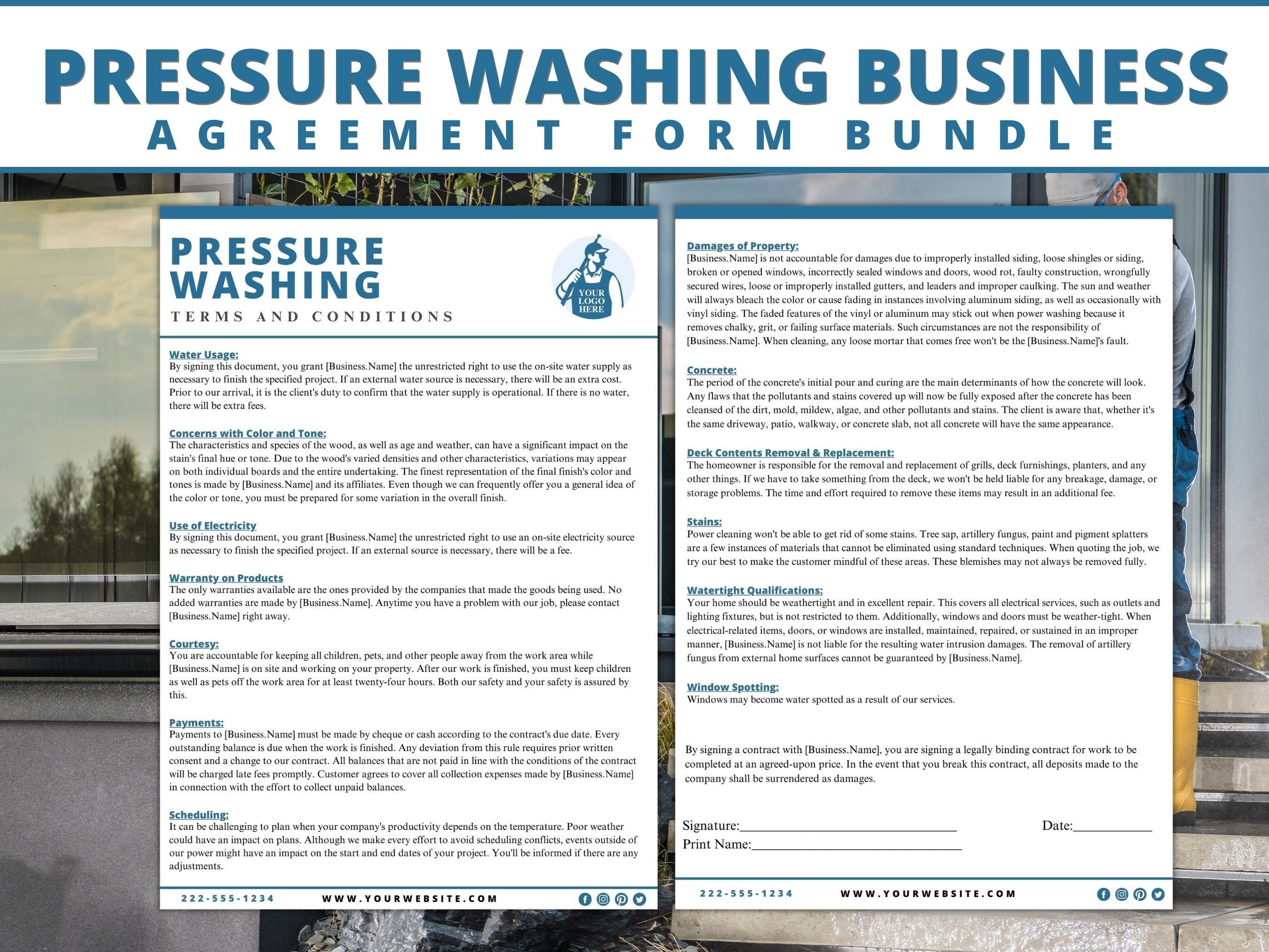 pressure-washing-agreement-templatespressure-washingpressure-etsy