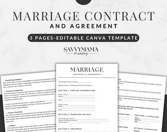 Modelo de contrato de matrimonio / contrato de acuerdo matrimonial, contrato de boda