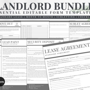 Plantilla de contrato de alquiler EDITABLE BUNDLE, Plantilla de contrato de arrendamiento, Contrato de alquiler, Contrato de alquiler de habitación, Contrato de alquiler de inquilino
