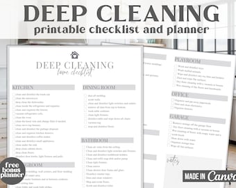 EDITABLE Deep Cleaning Checklist, Cleaning Planner, cleaning schedule, cleaning printable, cleaning chart, cleaning service, declutter