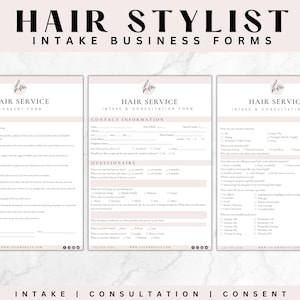 Hair Stylist Intake Form Bundle,Editable Hair Consent Templates, Hair Stylist forms, hair forms, salon forms, hair stylist client forms