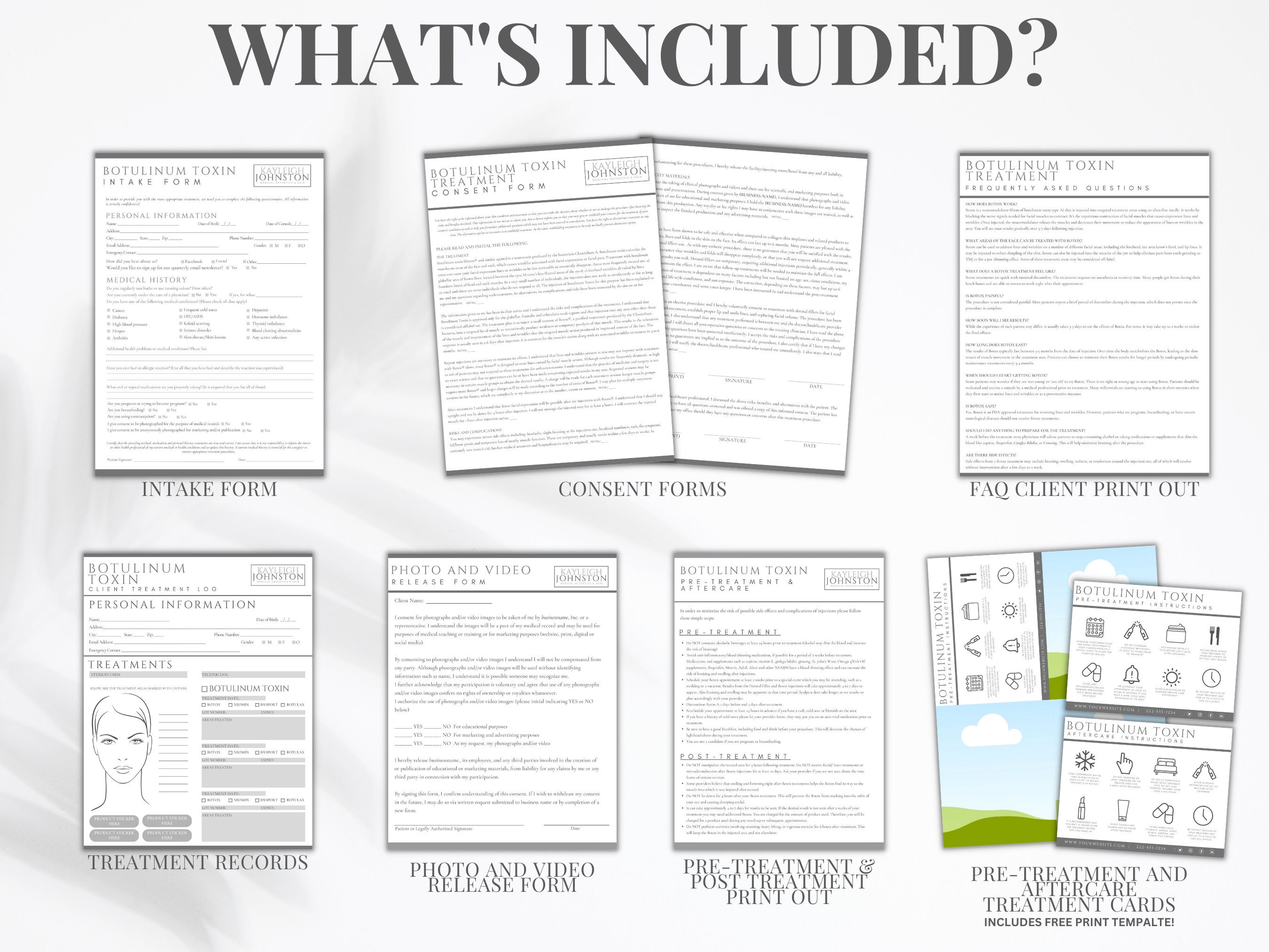 Botox Form Bundle, Nurse Injector Templat, Policy, Photo Video Release ...