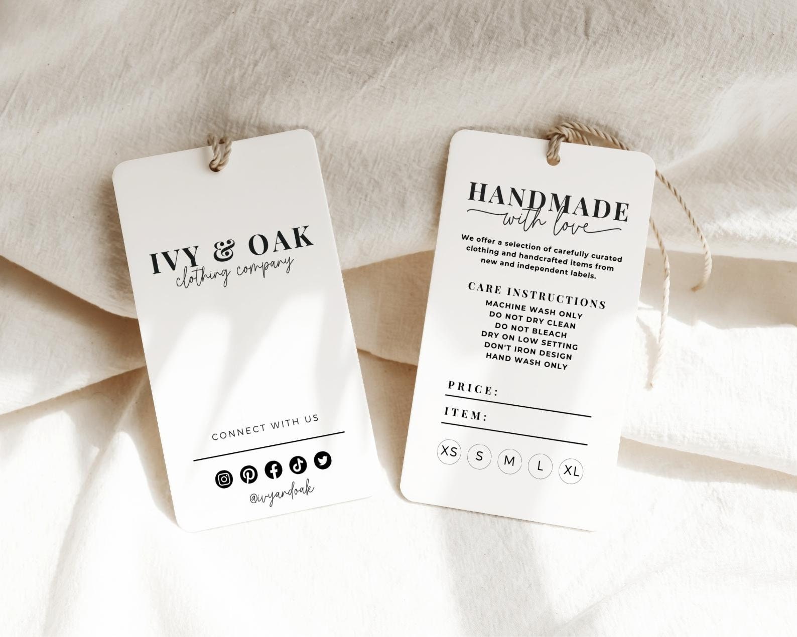 Editable Hang Tag Template, Price Tag Template, Washing Instructions,  Custom Clothing Tag, Printable Clothing Care Hang Tags, Business Tag 