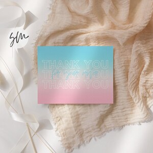 Neon Thank You Card, Thank You Card Template, Thank You Card Business ...