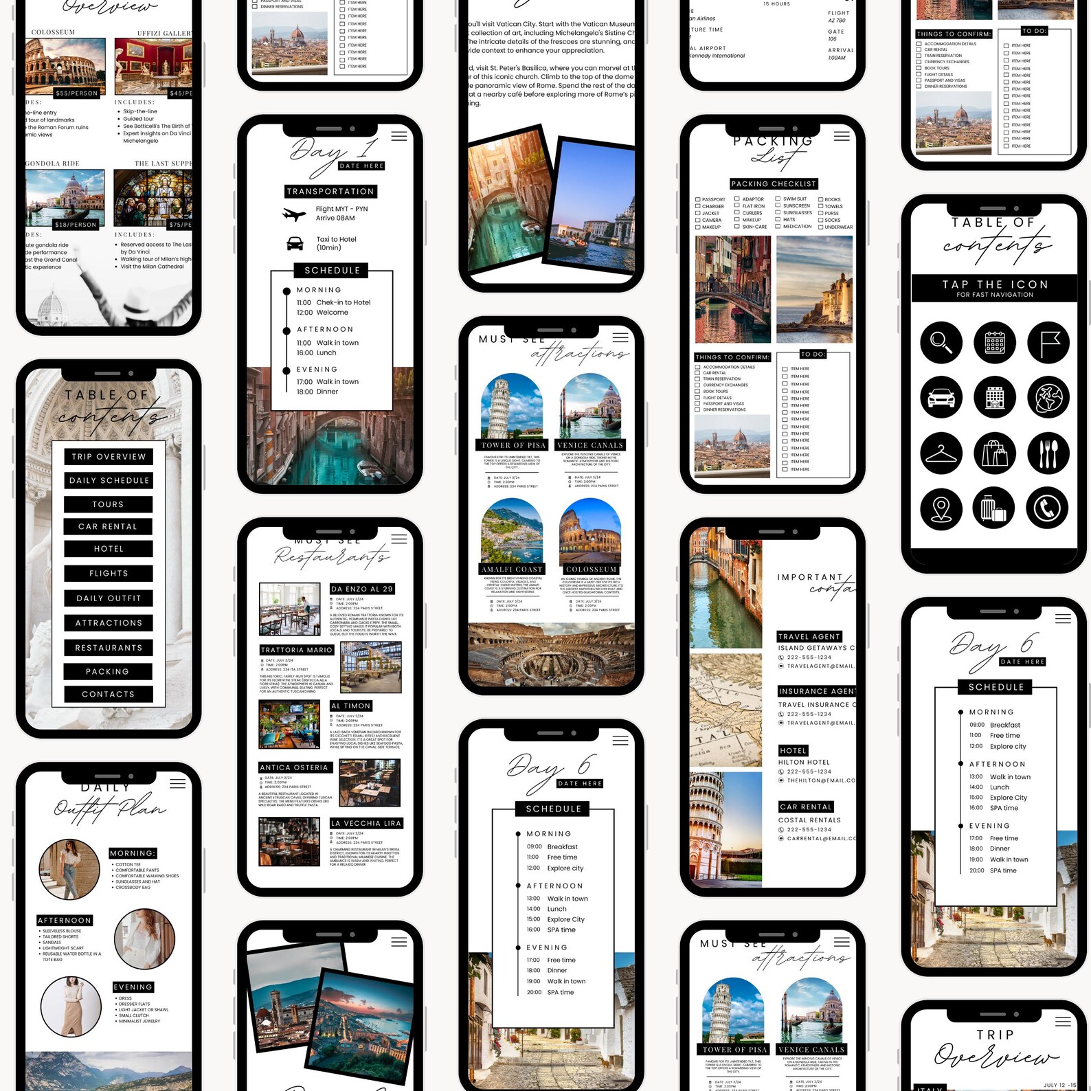 EDITABLE Travel Itinerary Template | Customizable Canva Mobile ...