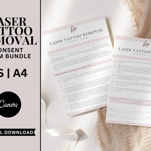 Tattoo Removal Consent Form Bundle, Tattoo removal, esthetician forms, editable salon forms, consultation forms, tattoo removal forms
