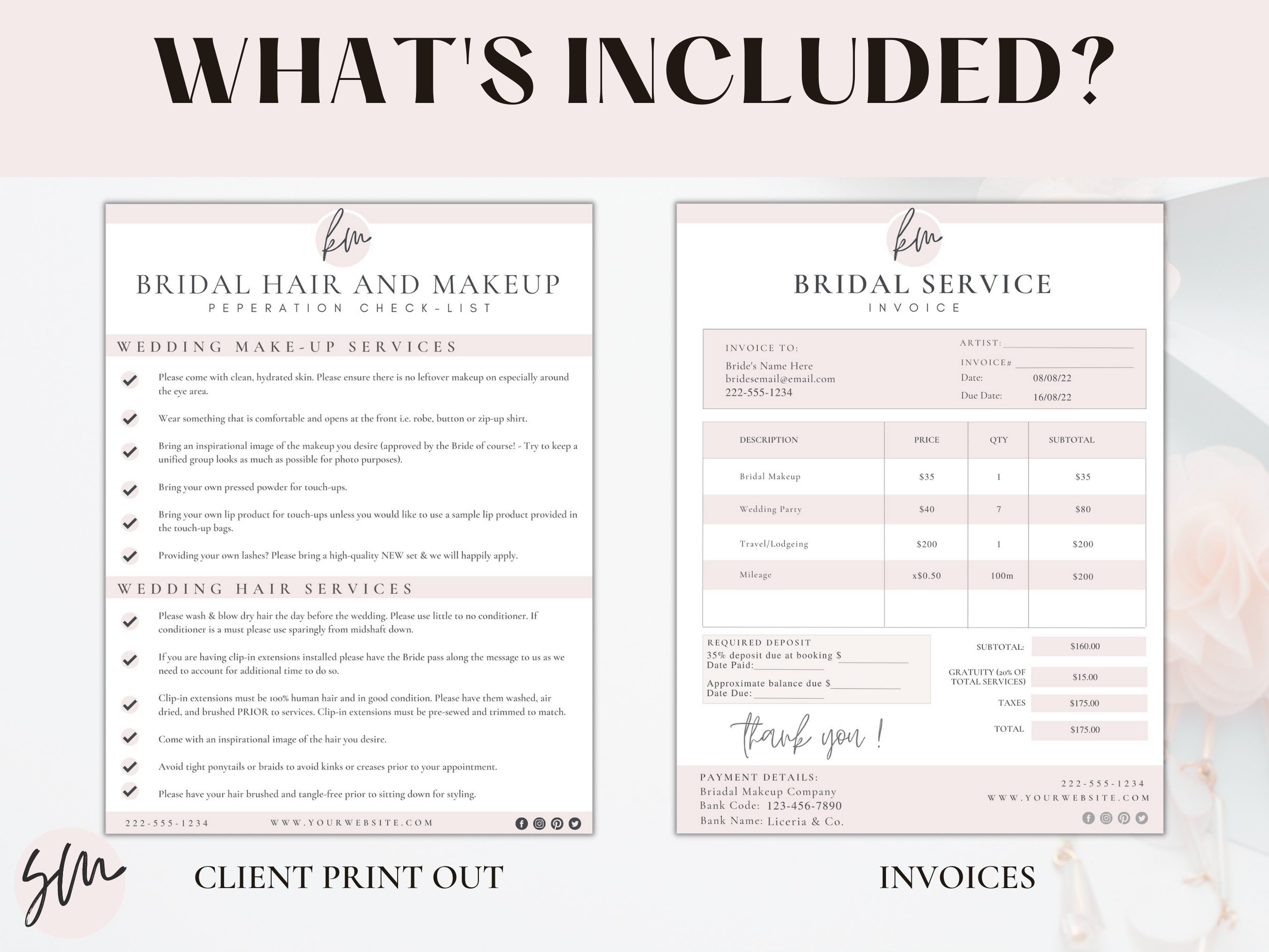 Bridal Hair Stylist and Makeup Artist Form Bundle, Salon Forms,bridal ...
