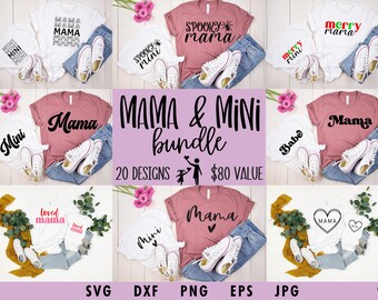 Mama and Mini Svg Bundle, Mommy and Me svg, Mama Mini Rainbow Svg, Mama Svg, popular svg, Mom and Mini Svg Png Dxf eps jpg