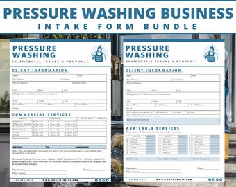 Pressure Washing Intake Form, Intake form template,pressure washing,pressure cleaning,power washing,power washing, pressure washing contract