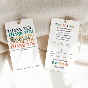 Hang tag template, tag template, hang tag design, hang tag custom, Printable Fashion Label Template, Editable Thank You Boutique Swing Tags
