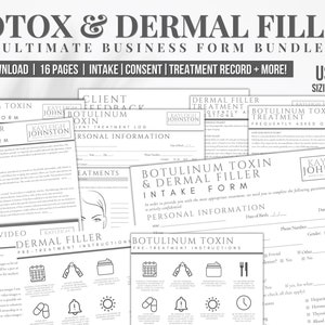 Botox form templates, Dermal Filler Templates,Nurse Injector Template, Medspa Template, Consultation Forms, Intake, Esthetician Template