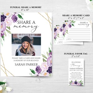 Editable Funeral Bundle, Memorial Package, Celebration of Life Package, In Loving Memory Suite, Funeral Templates Bundle, Purple Funeral Set image 5
