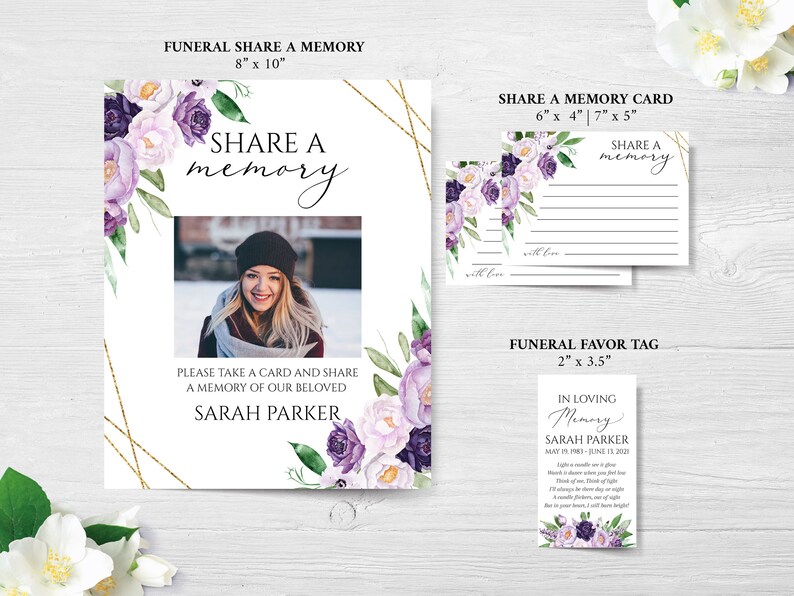 Editable Funeral Bundle, Memorial Package, Celebration of Life Package, In Loving Memory Suite, Funeral Templates Bundle, Purple Funeral Set image 5