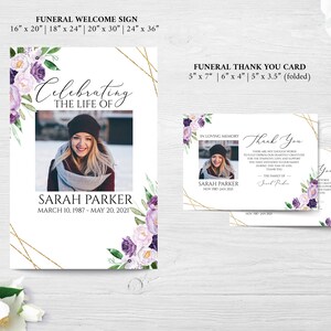 Editable Funeral Bundle, Memorial Package, Celebration of Life Package, In Loving Memory Suite, Funeral Templates Bundle, Purple Funeral Set image 6