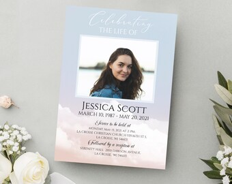 Celebration of Life Invitation Purple Funeral Announcement | Etsy