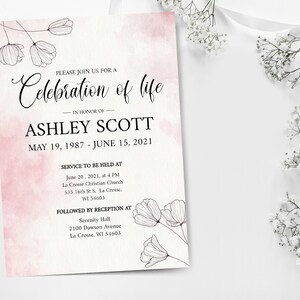 Celebration of Life Invitation, Funeral Invitation, Purple Funeral