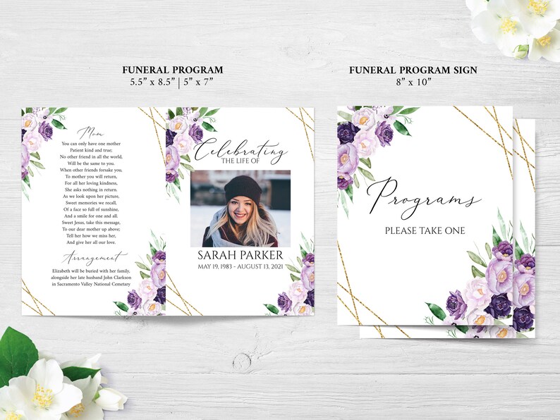 Editable Funeral Bundle, Memorial Package, Celebration of Life Package, In Loving Memory Suite, Funeral Templates Bundle, Purple Funeral Set image 4