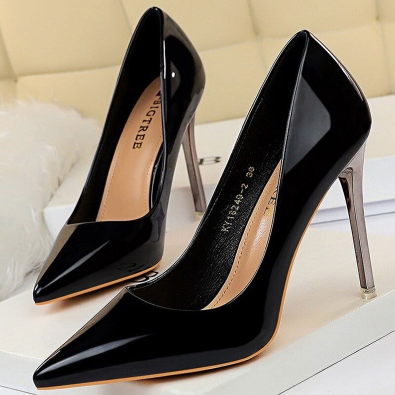 Woman High Heel Shoes Pumps Patent Leather Ladies High Heels - Etsy