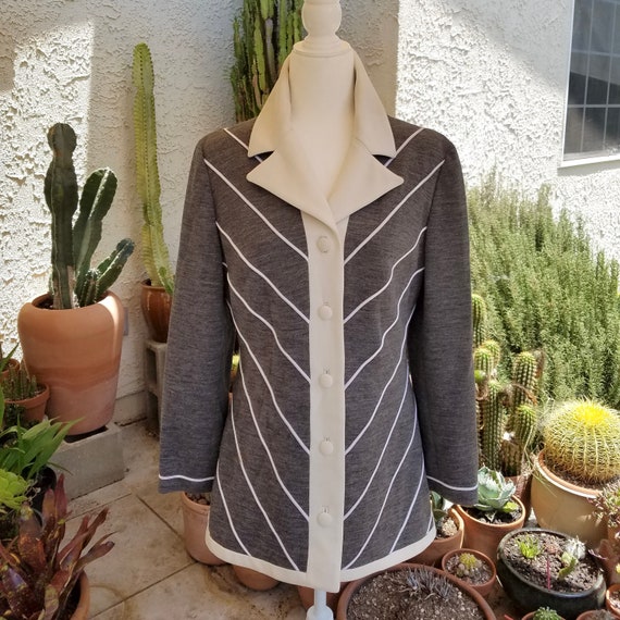 Lilli Ann Knit Chevron Stripe Jacket | Mod | 60s - image 1