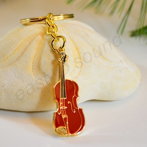 Red Violin or Viola Keychain, music Gift