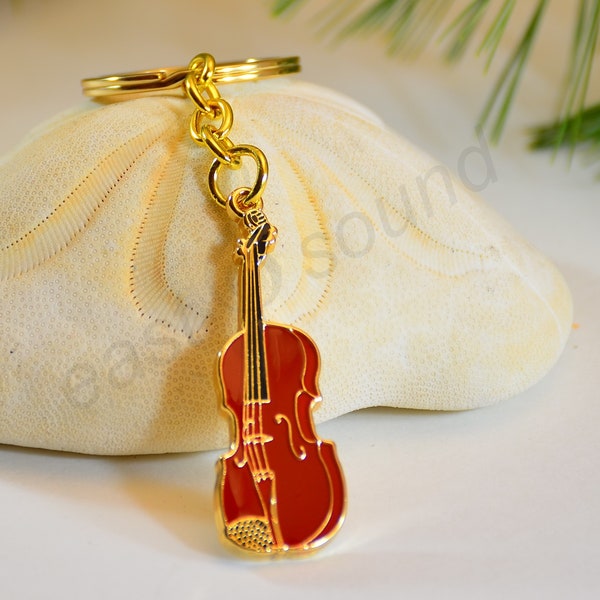 Red Violin or Viola Keychain, music Gift