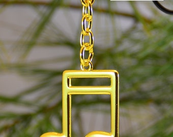 Music Keychain, Double Eighth, Gold