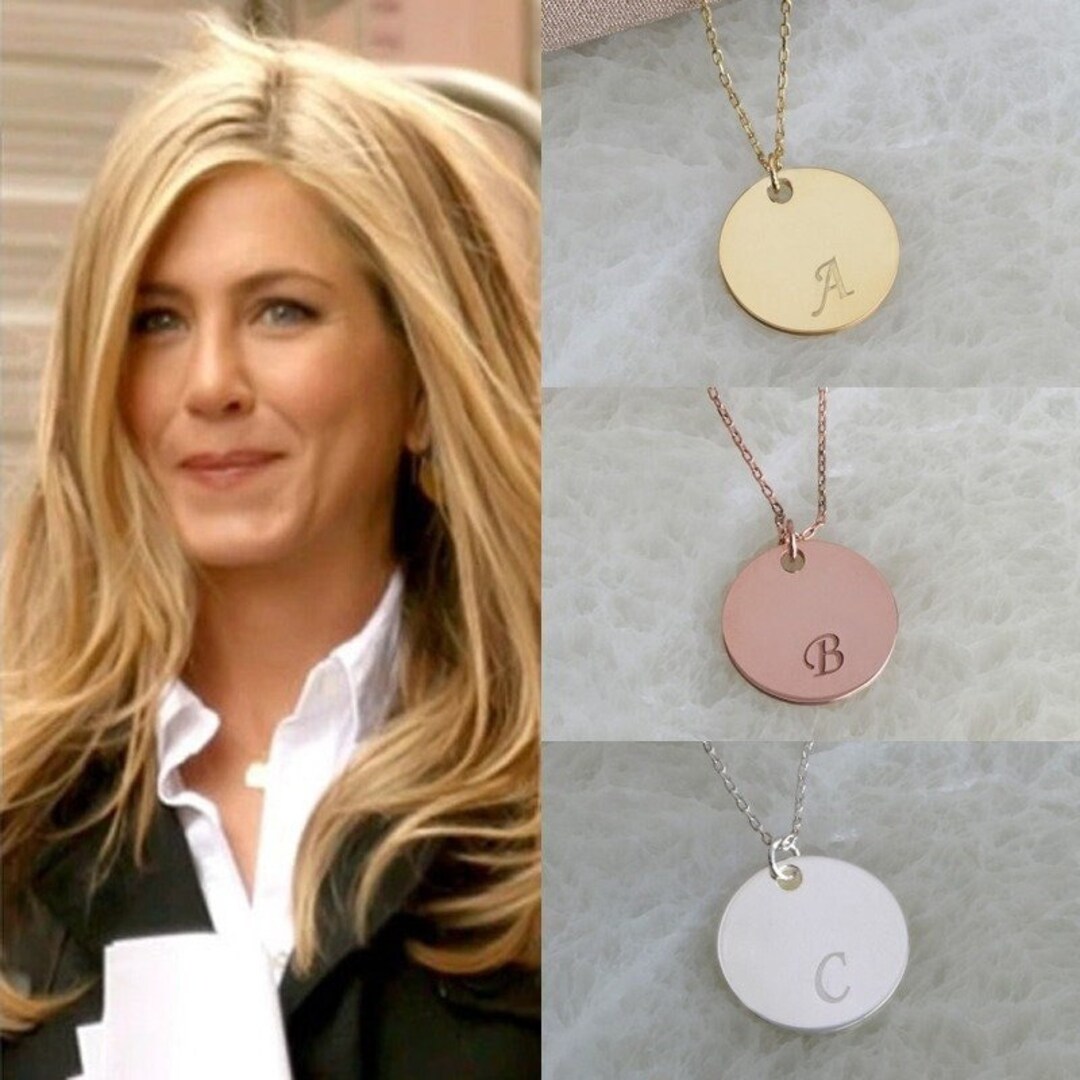 Initial Disc Necklace Name Disc 14K Gold Plated Necklace Etsy