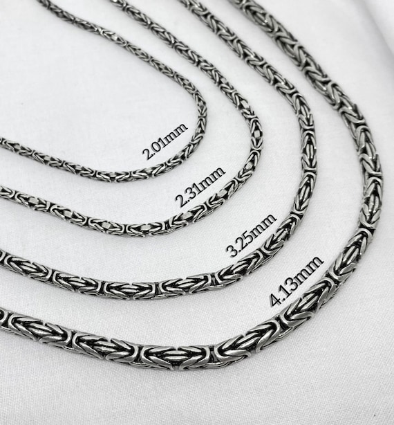 925 Silver Round King Byzantine Chain Necklace Gift Mens Bali Chain Gift for her Gift for him Oxidized Finish Father's Day Birthday Joyería Collares Cadenas 