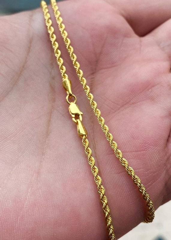 14K Gold Rope Chain Necklace 2mm 