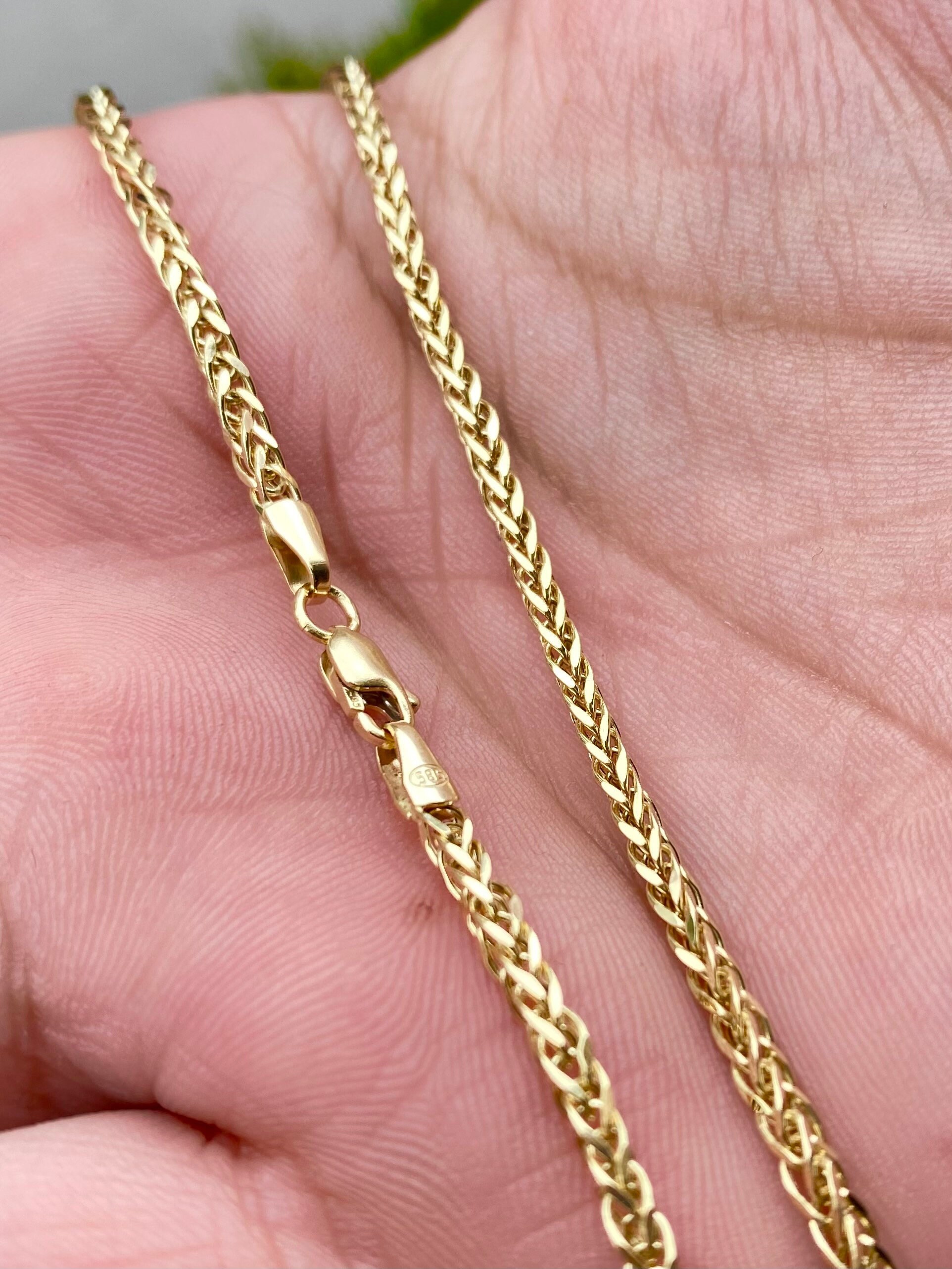 5.00 grams 14k solid yellow gold foxtail wheat chain necklace 24  inches #4857 