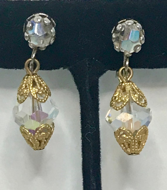 Elizabeth Morrey vintage crystal dangle earrings.… - image 1