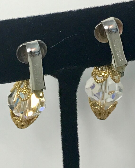 Elizabeth Morrey vintage crystal dangle earrings.… - image 2